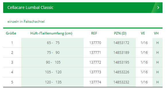 L&R Cellacare® Lumbal Classic Lendenwirbel-Orthese mit druckverstärkender Pelotte