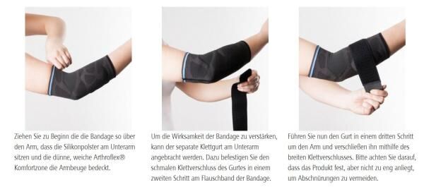 Ofa Dynamics Plus Ellenbogenbandage, Silikonpelotten sorgen für eine gleichmäßige Druckverteilung