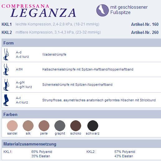 COMPRESSANA Leganza transparente Kompressionsstrümpfe, klimaregulierend in versch. Längen