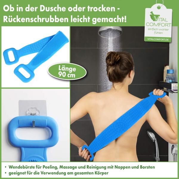 Vital Comfort 2in1 Rückenbürste mit Massagefunktion - 90 cm x 11,5 cm
