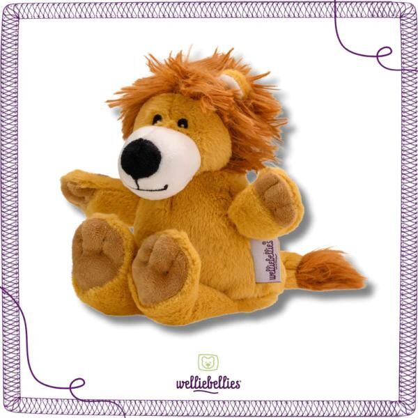 welliebellies® "Löwe midi" Wärmekuscheltier mit Bio-Hirse-Füllung, spendet bis zu 90 min Wärme