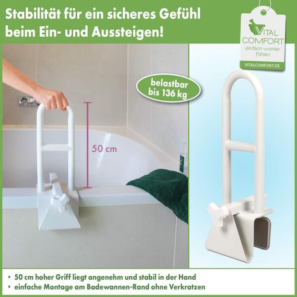 Vital Comfort Badewannen-Einstiegshilfe erhöht die Sicherheit beim Ein- und Aussteigen