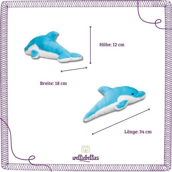 welliebellies® "Delfin groß" Wärmekuscheltier mit Bio-Hirse-Füllung, spendet bis zu 90 min Wärme