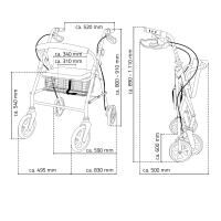Vorschau: RIDDER Rollator Eco mit Rückenlehne, schwarz, Falttechnik inkl. Einkaufskorb