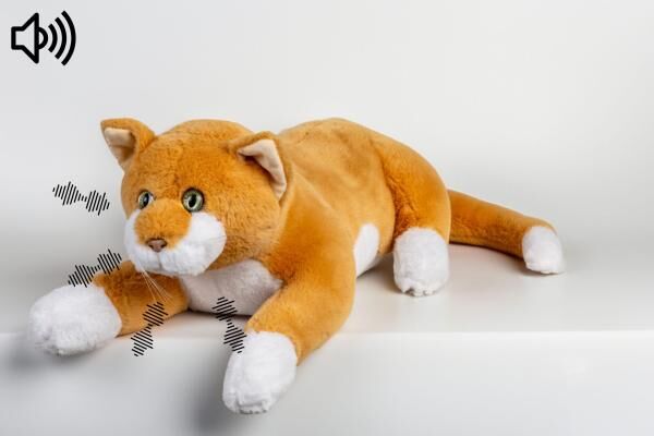 RobiCare® interaktive Therapiekatze "orange-weiß" Demenz-Plüschtier, mit Bewegungssensor