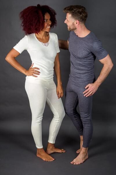 Moser Care Angora Damen Unterhemd mit kurzem Arm und Spitze, 30% Angora ohne Seitennähte