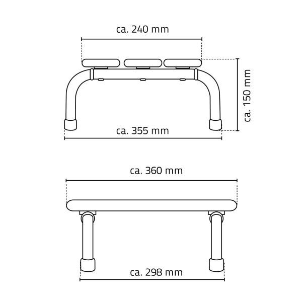 RIDDER Badewannen-Hocker Pro, weiß, Gesamtabmessung: ca. 35,5 x 35,5 x 15 cm
