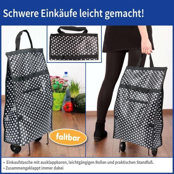 deeel Basics Einkaufs-Trolley 20 L faltbar mit Rollen und Standfuß, belastbar bis 10 kg