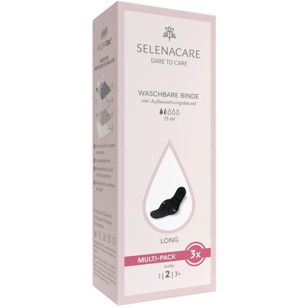SELENACARE 3er Multipack waschbare Binde mit Druckknopf für leichte und mittlere Tage der Periode