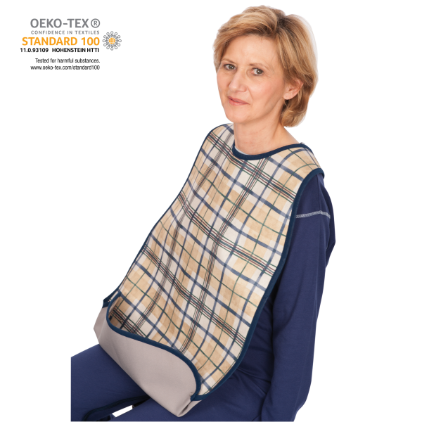 suprima Ess-Schürze/Lätzchen Polyester mit Schlaufen-/ Schlitzverschluss, blau kariert