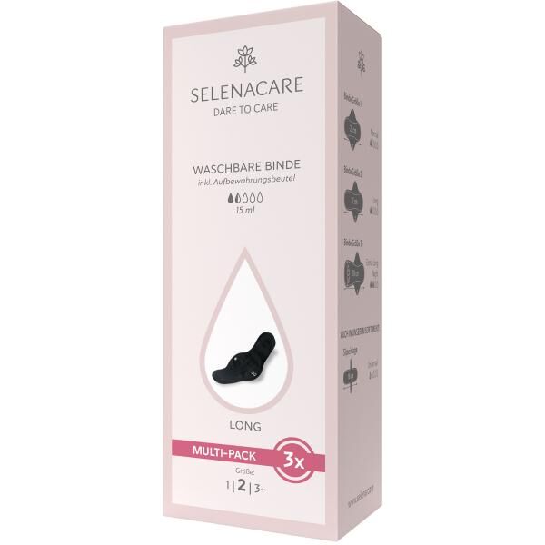 SELENACARE 3er Multipack waschbare Binde mit Druckknopf für leichte und mittlere Tage der Periode