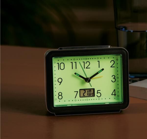 Deeel Captain Clever Wecker leuchtend mit Temperaturanzeige in rechteckiger Form