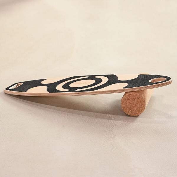 ARTZT vitality Balance Board 75 x 25 cm aus Echtholz mit Korkrolle zum Training des Gleichgewicht