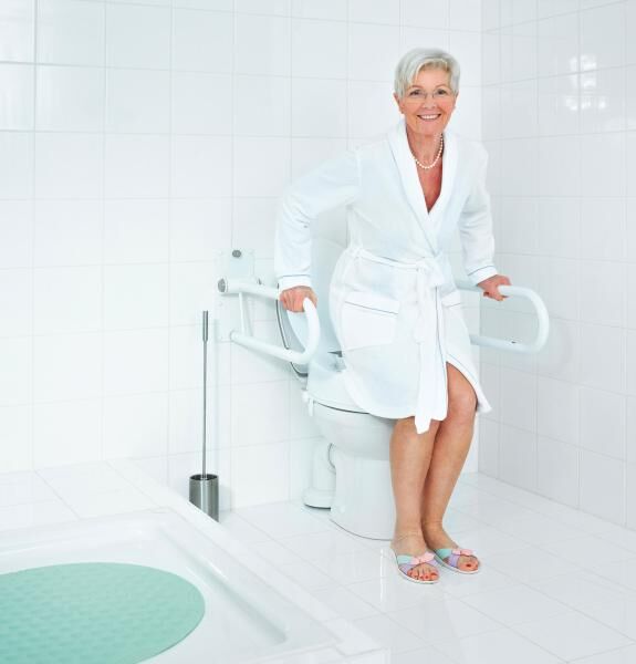 RIDDER WC-Aufstehbügel Tim ca. 55,5 cm mit ergonomischen Griffen, klappbar und TÜV geprüft