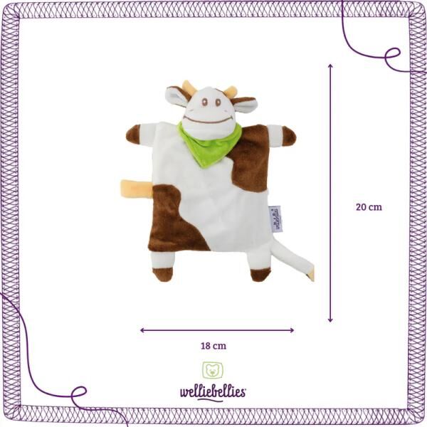 welliebellies® "Schmusetuch Kuh" Wärmekuscheltier mit Bio-Hirse-Füllung, spendet bis zu 90 min Wärme