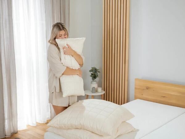 JONA SLEEP Bio Schurwoll-Kissen mit Schurwollnoppenfüllung für ein optimales Schlafklima