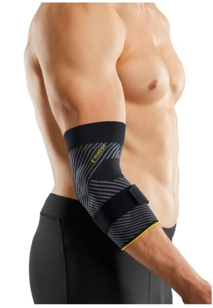 medi Epicomed Emotion 3.0 sportliche Ellenbogenbandage mit 3D Silikon Quarz Pelotte