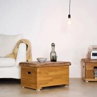 Vorschau: ARTZT Vintage Series Sprungkasten PLUS aus Nadelholz und Rindsleder 70 x 50 x 40 cm