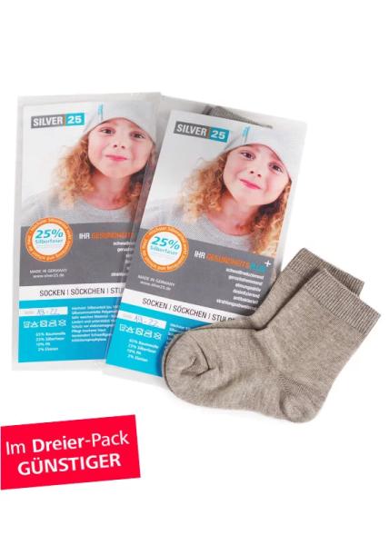 SILVER25 Socken im Dreierpack mit Silberfäden für Jungen mit Diabetes und Neurodermitis