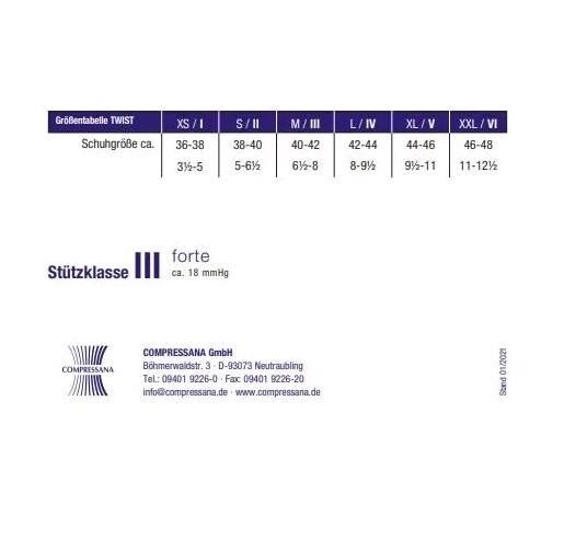 COMPRESSANA Twist Stützstrümpfe Kniestrümpfe Reisestrümpfe aus atmungsaktiver Baumwolle