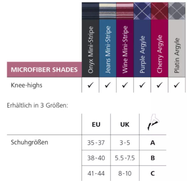 SIGVARIS MICROFIBER SHADES for women Argyle Kniestrümpfe aus Mikrofasermaterial