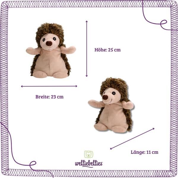 welliebellies® "Igel groß" Wärmekuscheltier mit Bio-Hirse-Füllung, spendet bis zu 90 min Wärm