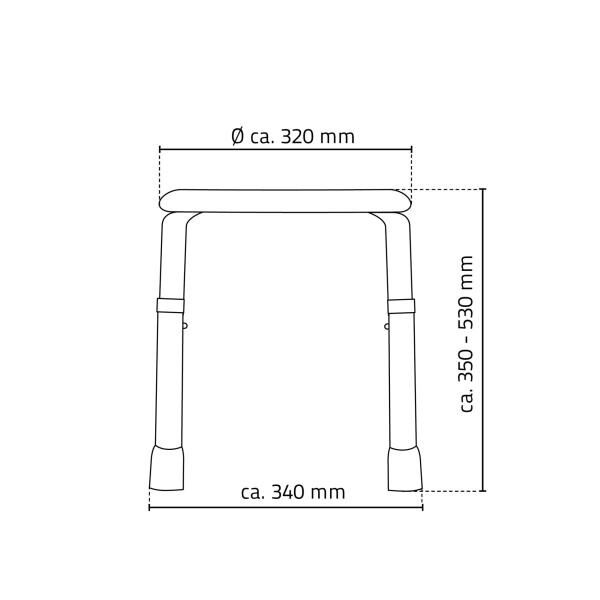 RIDDER Bad-Hocker Ted höhenverstellbar, weiß, rutschhemmende Sitzfläche