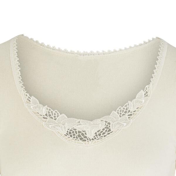 Moser Care Angora Damen Unterhemd naturweiß ohne Arm mit Spitze am Ausschnitt
