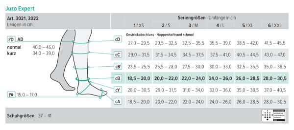 Juzo Expert Kompressions-Kniestrumpf mit offener Fußspitze u. flachen elastischen Nähten