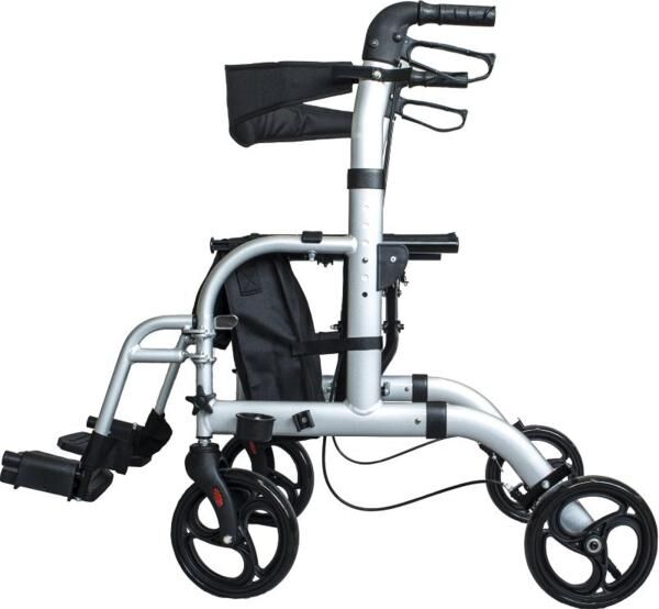 Antar Aluminium Vierrad Rollator und Rohlstuhl in einem mit Fußstütze