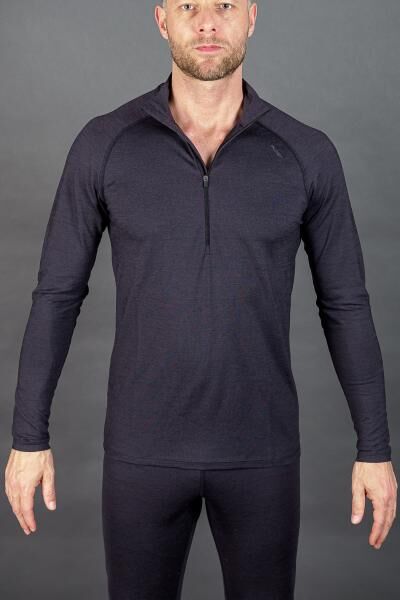 Moser Herren Zipper-Shirt mit langem Arm und Reißverschluss 100 % Merino-Wolle