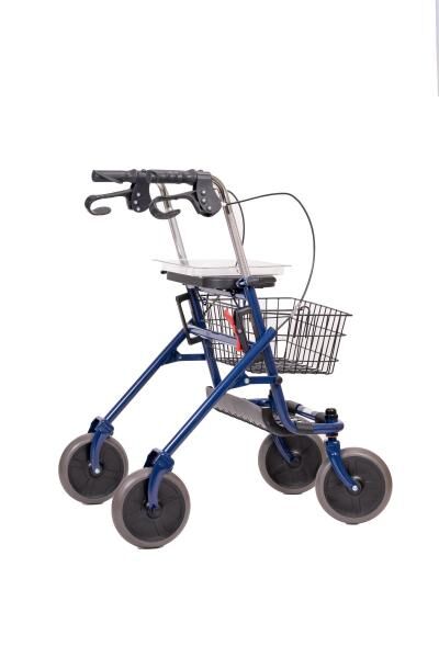 ANTAR Stahl Rollator faltbar und leicht zu transportieren inkl. Korb und Tablett, grau