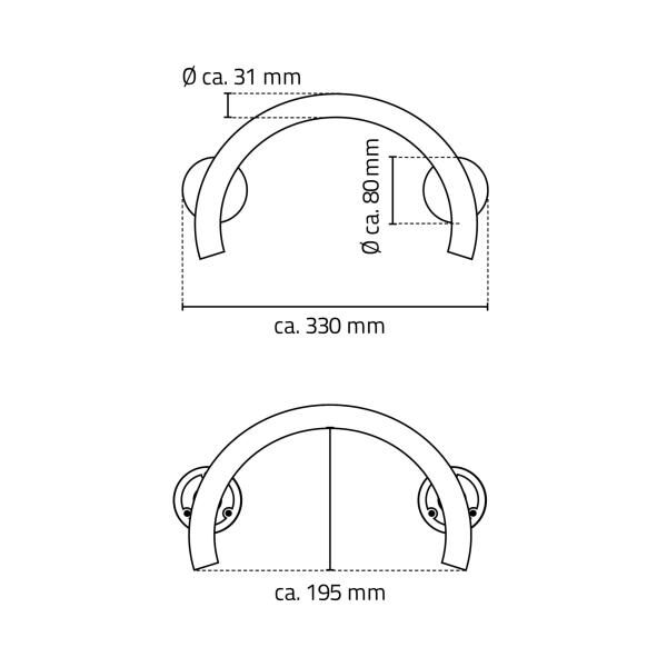 RIDDER BAD Haltegriff Art M halbrund aus Edelstahl, Gesamtlänge: ca. 33 cm