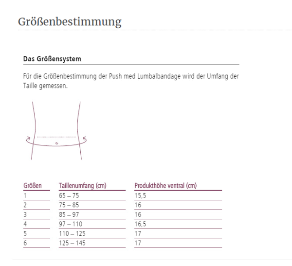 Ofa Push med Lumbalbandage verbessert die Haltung der Lendenwirbelsäule, individuell einstellbar