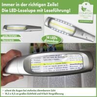 Vital Comfort ultraleichte LED-Lupe mit Leseführung u. 14 LED, Vergrößerungsfläche 14,5 x 4,5 cm