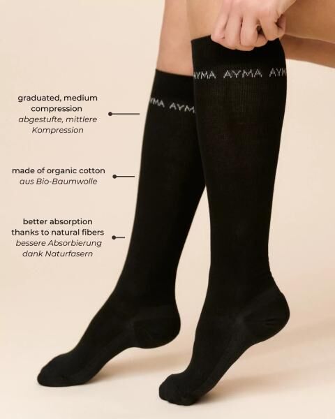 Aviator Kompressionssocken aus Bio Baumwolle, hohe Feuchtigkeitsaufnahme versch. Größen