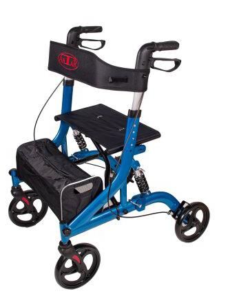 ANTAR faltbarer Rollator aus Aluminium mit Stoßdämpfer u. Rückenlehne inkl. Einkaufstasche