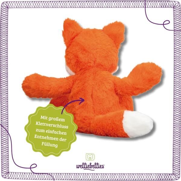 welliebellies® "Fuchs groß" Wärmekuscheltier mit Bio-Hirse-Füllung, spendet bis zu 90 min Wärme