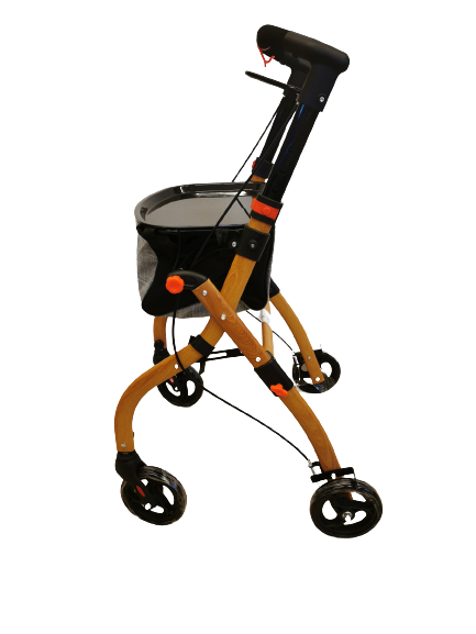 ANTAR Indoor Rollator in Holz-Optik mit einstellbarer Griffhöhe inkl. Korb