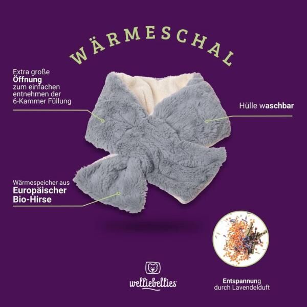 COSELLE Wärmeschal mit Bio-Hirse Füllung, spendet Hals, Nacken und Brust bis zu 90 min Wärme