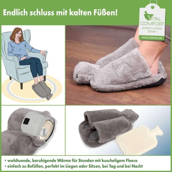 Vital Comfort kuscheliger Fußwärmer inkl. Wärmflasche in grau