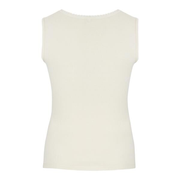 Moser Care Angora Damen Unterhemd naturweiß ohne Arm mit Spitze am Ausschnitt