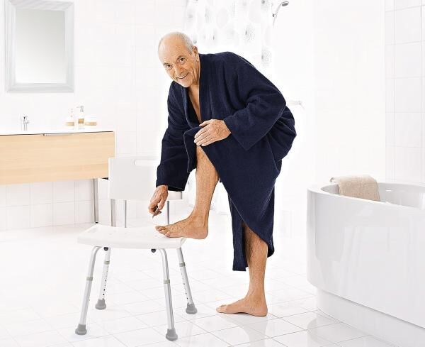 RIDDER Bad-Stuhl Sam, höhenverstellbar, weiß, rutschhemmende Sitzfläche