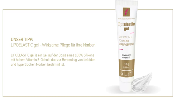 lipoelastic Narbengel 10 g zur Behandlung von Narben angereichert mit Vitamin E