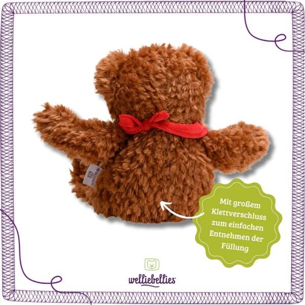 welliebellies® "Bär groß" Wärmekuscheltier mit Bio-Hirse-Füllung, spendet bis zu 90 min Wärme