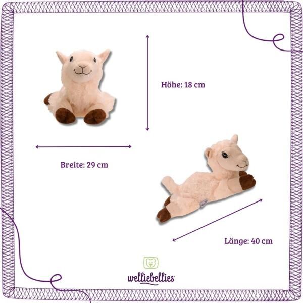 welliebellies® "Alpaka groß" Wärmekuscheltier mit Bio-Hirse-Füllung, spendet bis zu 90 min Wärme