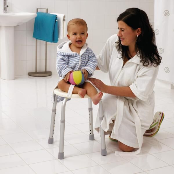 RIDDER Bad-Hocker Ted höhenverstellbar, weiß, rutschhemmende Sitzfläche