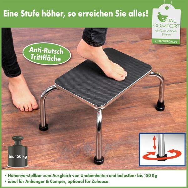 Vital Comfort Trittstufe mit Anti-Rutsch-Fläche - belastbar bis 150 kg, 46,5 x 34 x 24 cm