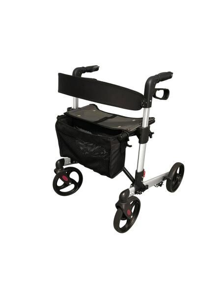 RIDDER Rollator Ivo mit Ankipphilfe in schwarz, Doppelfalttechnik und breiter Sitzfläche