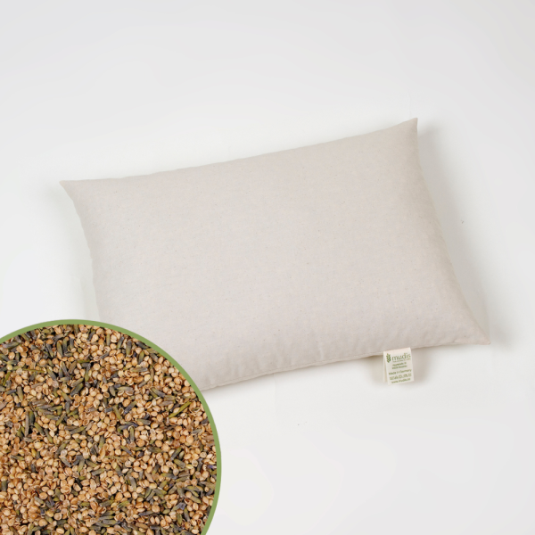 Mudis Natur-Kinderkissen 30 x 45 cm, Füllung: Hirseschalen mit Lavendel